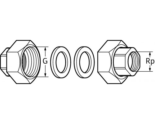 Комплект чугунных гаек UNION KIT 1 1/2" х 1" F