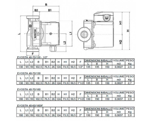 Насос циркуляционный бытовой DAB EVOSTA 40-70/180 DPC 1