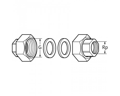 Комплект латунных гаек DAB BRASS UNION KIT 1 1/2