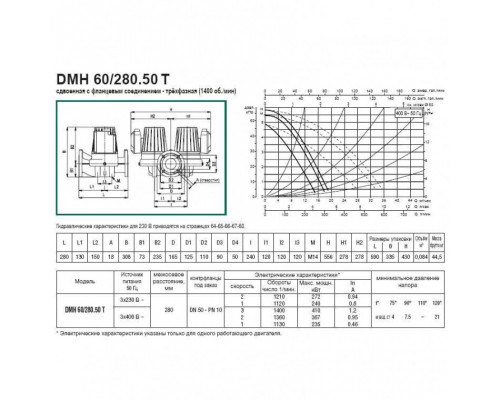 Насос циркуляционный промышленный DAB DMH 60/280.50 T