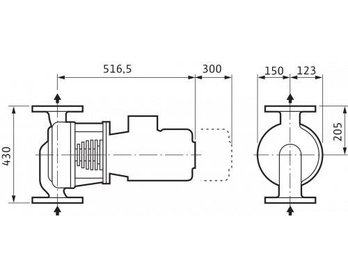 Циркуляционный насос с сухим ротором в исполнении Inline Wilo VeroLine-IPH-O 80/160-1,1/4
