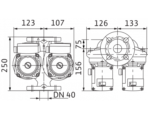 Циркуляционный насос Standard Wilo TOP-SD 40/3 EM PN6/10