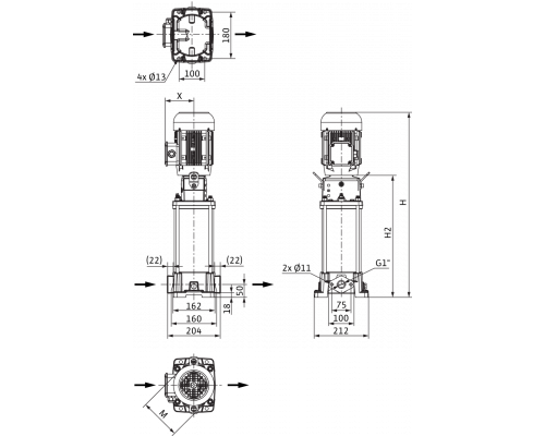 Вертикальный многоступенчатый насос Wilo Helix FIRST V 407-5/16/E/S/