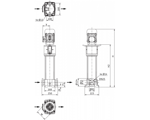 Вертикальный многоступенчатый насос Wilo Helix FIRST V 418-5/25/E/KS/