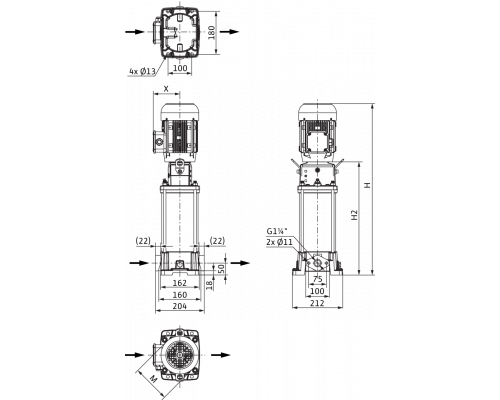 Вертикальный многоступенчатый насос Wilo Helix FIRST V 612-5/16/E/S/