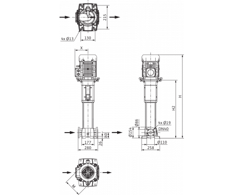 Вертикальный многоступенчатый насос Wilo HELIX FIRST V 1015-5/25/E/KS/400-50 PN25