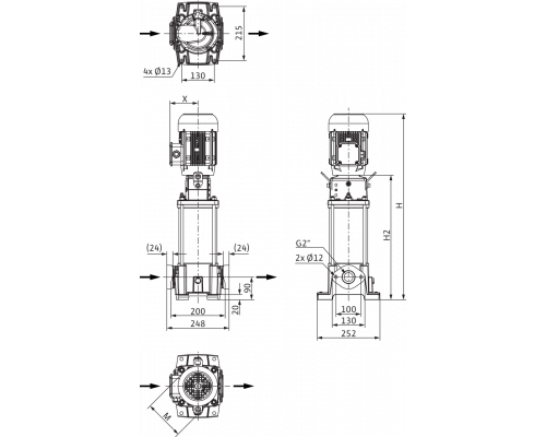 Вертикальный многоступенчатый насос Wilo Helix FIRST V 1603-5/16/E/S/