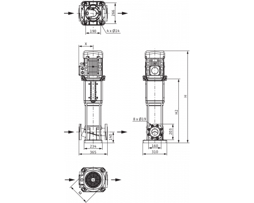 Вертикальный многоступенчатый насос Wilo Helix V 5207-1/25/E/KS