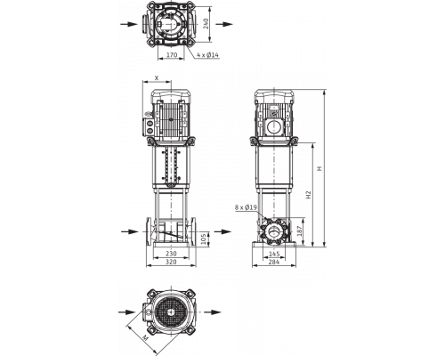 Вертикальный многоступенчатый насос Wilo Helix V 3607/2-1/25/E/KS