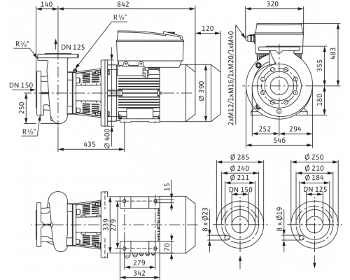 Блочный насос Wilo CronoBloc-BL-E 125/275-22/4-R1