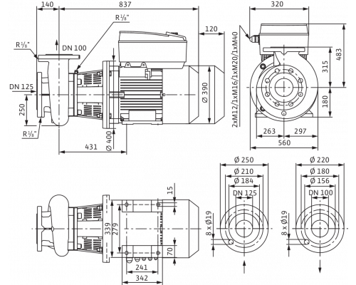 Блочный насос Wilo CronoBloc-BL-E 100/305-18,5/4-R1