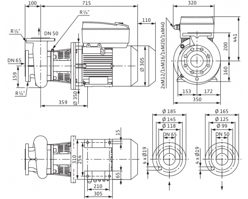 Блочный насос Wilo CronoBloc-BL-E 50/200-15/2-R1