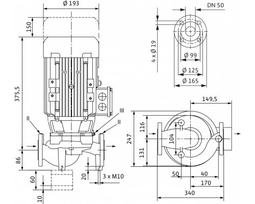 Циркуляционный насос с сухим ротором в исполнении Inline с фланцевым соединением Wilo VeroLine-IPL 50/120-1,5/2