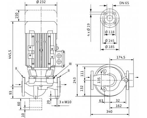 Циркуляционный насос с сухим ротором в исполнении Inline с фланцевым соединением Wilo VeroLine-IPL 65/130-4/2