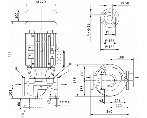 Циркуляционный насос с сухим ротором в исполнении Inline с фланцевым соединением Wilo VeroLine-IPL 50/165-5,5/2