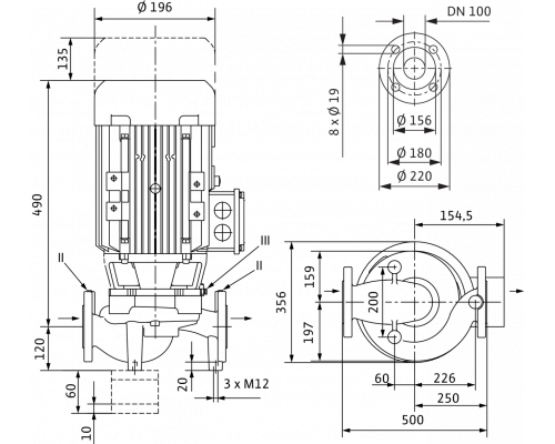 Циркуляционный насос с сухим ротором в исполнении Inline с фланцевым соединением Wilo VeroLine-IPL 100/175-3/4