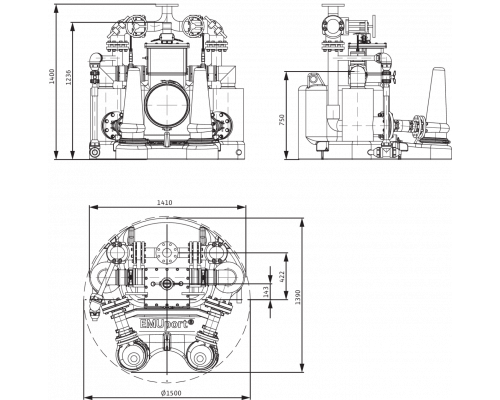 Стандартизированная напорная установка для отвода сточных вод с системой сепарации твердых веществ Wilo EMUport CORE 20.2-17B
