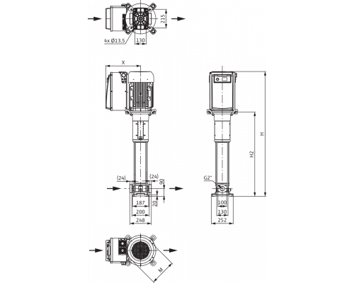 Вертикальный многоступенчатый насос Wilo Helix VE 1603-4.0-1/16/E/S
