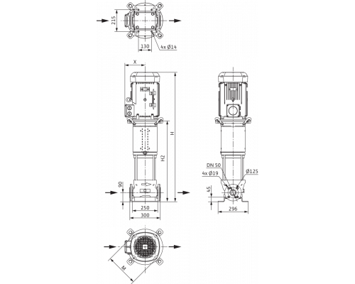 Вертикальный многоступенчатый насос Wilo Helix V 2213/X-3/25/E/X