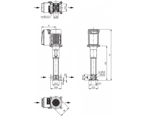 Вертикальный многоступенчатый насос Wilo Helix VE 1601-2/25/V/KS