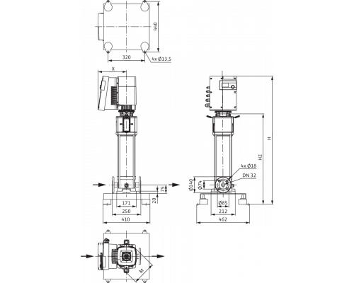 Вертикальный многоступенчатый насос Wilo Helix EXCEL 609-1/25/E/KS