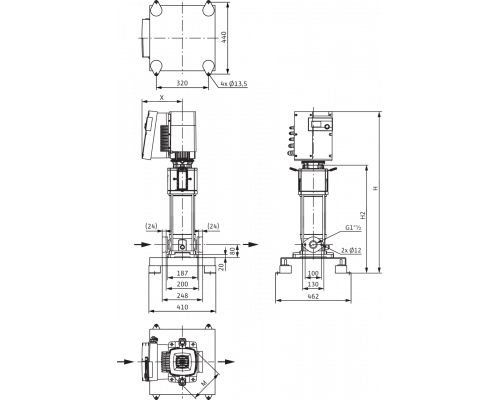Вертикальный многоступенчатый насос Wilo Helix EXCEL 1002-1/16/E/KS
