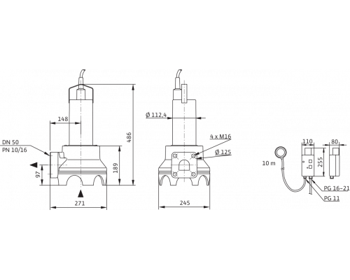 Погружной насос для сточных вод Drain TP 50 F 90/7,5-A (3~400 V)