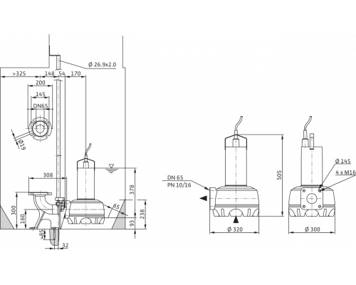 Погружной насос для сточных вод Drain TP 65 F 91/11 (3~400 V)