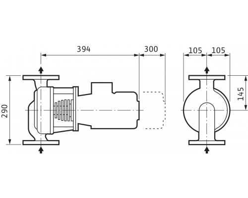 Циркуляционный насос с сухим ротором в исполнении Inline Wilo VeroLine-IPH-W 20/160-0,37/4