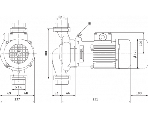 Циркуляционный насос с сухим ротором в исполнении Inline с фланцевым соединением Wilo VeroLine-IPL 25/90-0,25/2