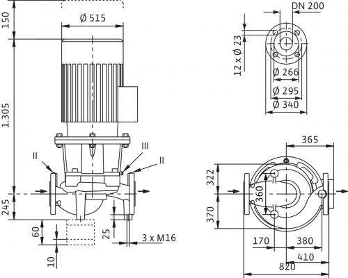 Циркуляционный насос с сухим ротором в исполнении Inline с фланцевым соединением Wilo CronoLine-IL 200/345-55/4